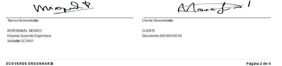 Página do relatório com Assinaturas Digitais
